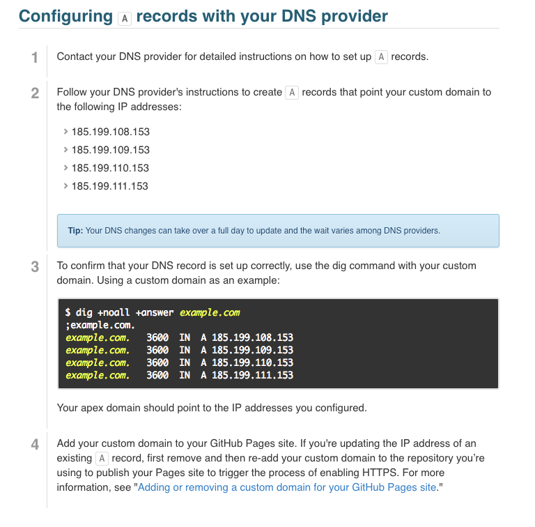 github DNS records